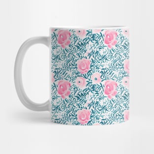 Blue and Pink Flowers Pattern Mug